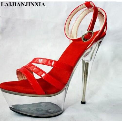 LAIJIANJINXIA New Ladies Dress Sandals For Party Patent Leather Summer Shoes For Women High Heels Fashion Platform Sandals