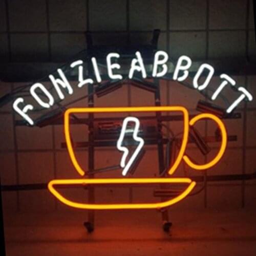 Decorative Light Fonzie Abbot Cup Coffee Neon Bulbs Light Club Cafe Display Wall Signs Enseigne Lamp In The Room Glass Handmade