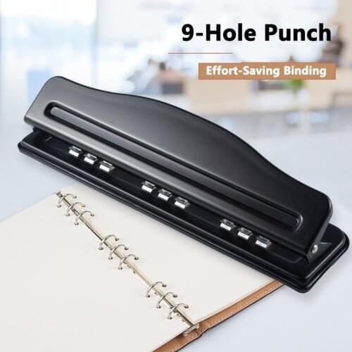 KW-trio 9-Hole Paper Punch Handheld Metal Hole Puncher for B5 18K Notebook Scrapbook Diary Planner （Not adjustable