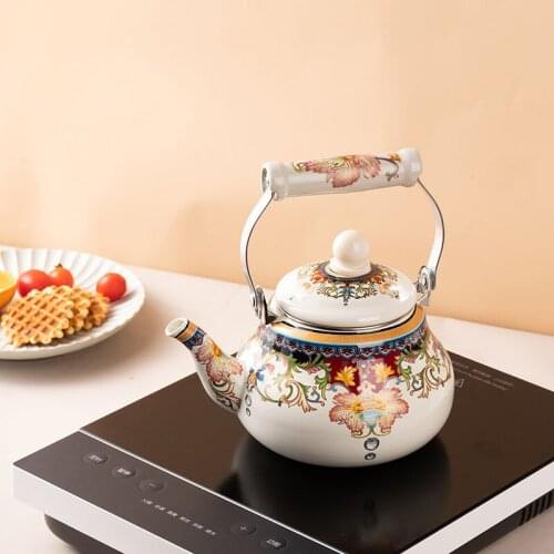 1.5L 2.4L 3.3L Enamel Teapot Kettle Teapot Jug Kettle Teapot Gas Gas Induction Cooker Enamel Pot Whistling Kettle Water Carafe