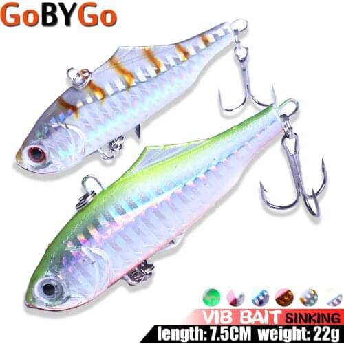 GoByGo 1PCS 7.5cm 24g Winter VIB Fishing Lure Hard Bait with Lead Inside Ice Sea Fishing Tackle Diving Swivel Jig Wobbler Lure