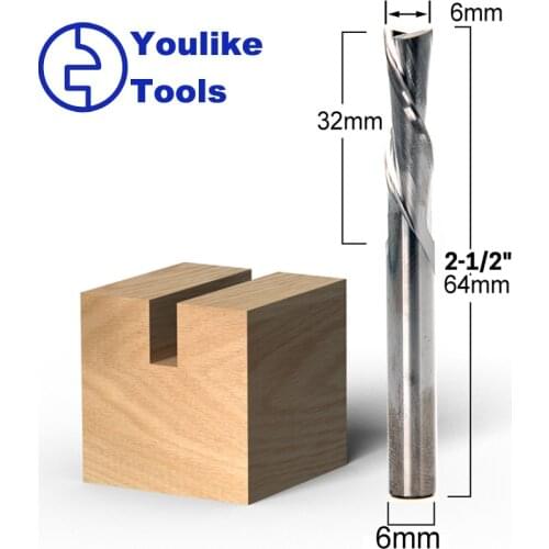 6mm shank 6 Dia. 2 Flute Upcut Spiral End Mill CNC Router Bit Solid Carbide Spiral end mill for wood Cutting Milling cutters