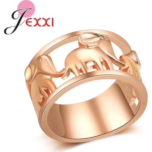 New Arrival Wide Elephant Unique Design Gold Color Ring Trendy Personality Sign For Women Anniversary Bands Jewelry Anillo
