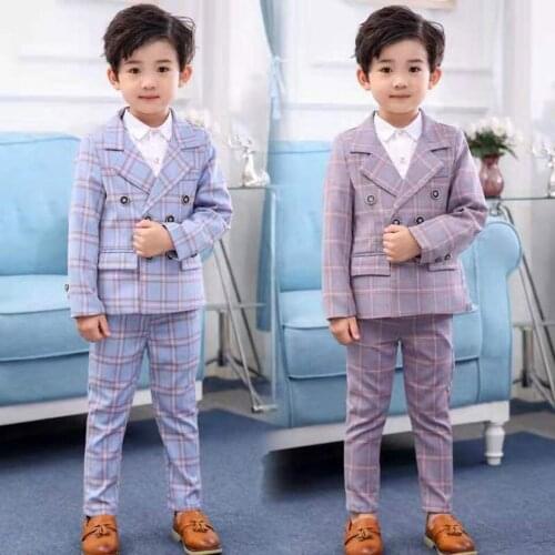 Age For 2 3 4 5 6 8 Years Toddler Boys Clothes Sets 2020 Summer Plaid Casual Fashion Baby Boys Suit 2 Colors Boys Clothes Set
