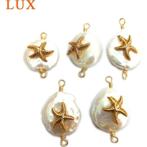 Natural Pearls connector starfish micro cubic zirconia paved pendant colorful sotne CZ Pave pendant for earrings DIY Making