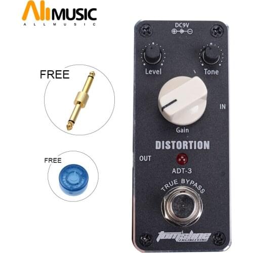 MINI Distortion Effect Pedal Aroma ADT-3 Distortion AC/DC Adapter Jack True bypass guitar Level Tone Gain Knob Pedal Switch