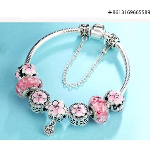 DIY Fashion Pandoras Charm Silver 925 Original Replica 1:1, Suitable For Womens Diverse Magnolia Bracelet Jewelry Gift