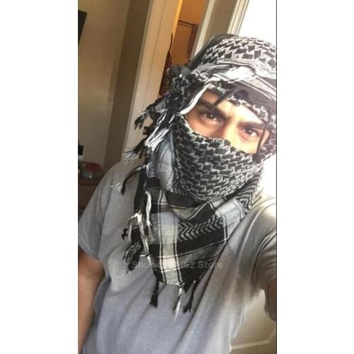 Traditional Men Muslim Scarf Turban Shemagh Tassel Islamic Hijab Saudi Arabic Military Tactical Windbreaker Scarves Accessories