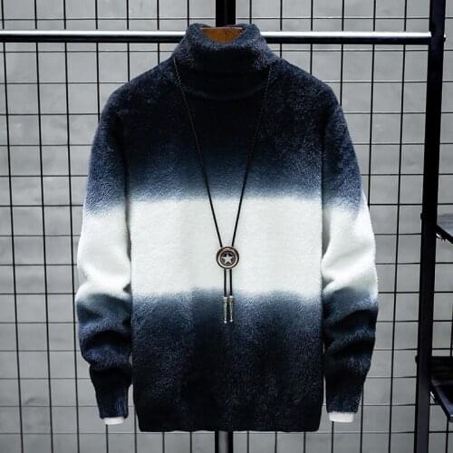 Cashmere Sweater 2020 autumn Gradient color high quality O-neck mens Sweaters Warm knitting Pullover men size M-3XL