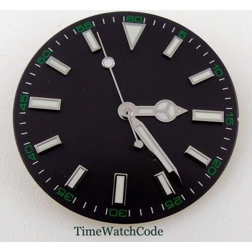 29MM Watch Dial Parts Watch Hands Set Fit For NH35A Miyota8215 821A ETA2836 2824 Movement Green Lume
