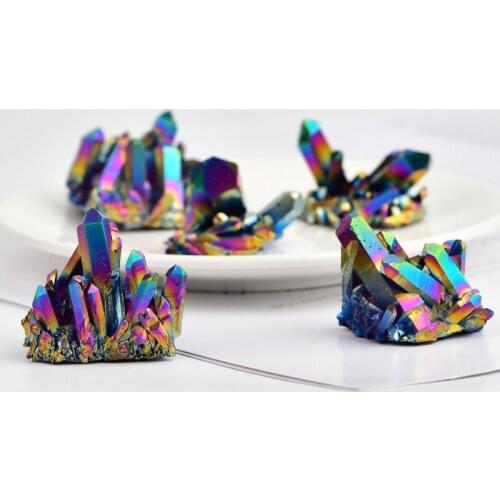 Natural Crystal Electroplating Multicolored Crystal Cluster Ornaments Crystal Cluster Quartz Crystal Mineral Specimen