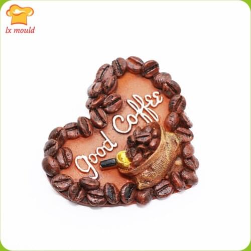 New Heart Coffee Bean Type Silicone Chocolate Mold Valentines Day Wedding Handmade Cake Molds