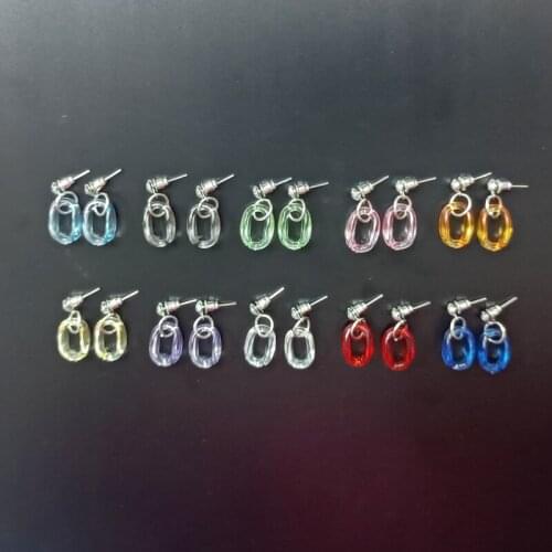 New design beautiful jelly candy color acrylic chain personality earrings transparent rainbow colored geometric simple style