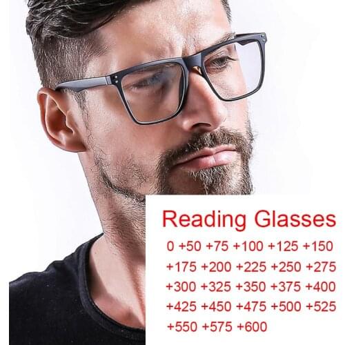 Square Blue Light Blocking Computer Glasses Men Reading Prescription Transparent Glasses Male Far Sight Glasses With Strength +2