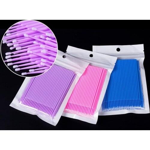 Disposable Colorful Cotton Swabs Eyelash Brushes Cleaning Swab Micro Brush For Lashes Extensions Make up Tool