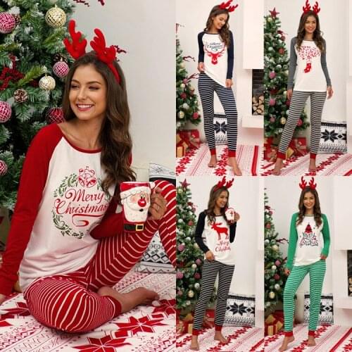 Atumn New Sets Womens Casual Loose Fashion Round Neck Elk Christmas Print Tops Pullover Leggings Pants Tight Cotton Plus Size