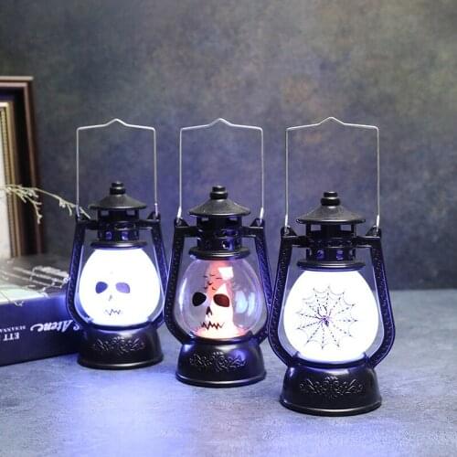 Halloween Portable Pony Lantern Decorative Lights Retro Lamps Haunted House Bar Dress Up Glow Props Desktop Ornaments Lamp