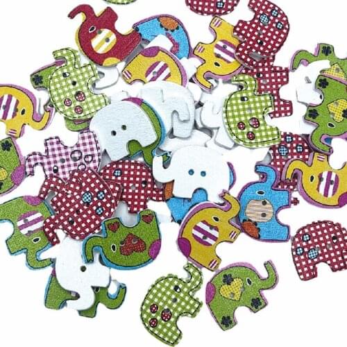 Suoja 30*20mm 50pcs Mixed Color Elephants Wooden Buttons For Handmade Craft Fit Sewing And Scrapbooking Accessories 2 Holes