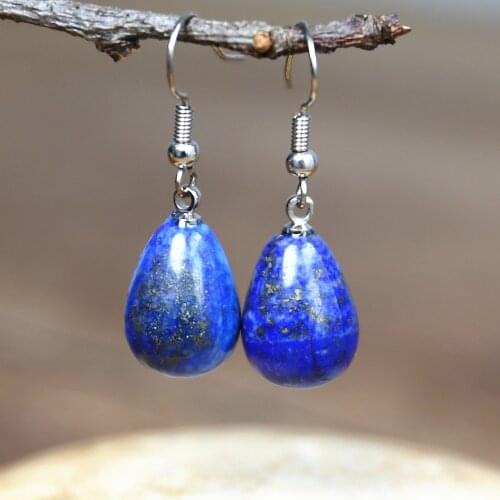 Natural Stone Lapis Lazuli Earrings for Women Fancy Drop Earring Elegant Dangle Earrings Bold Jewelry