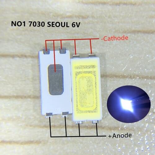 2000pcs For SEOUL Original LED LCD TV Backlight Application LED 7030 Light Beads Cool white High Power 1W 6V 100LM