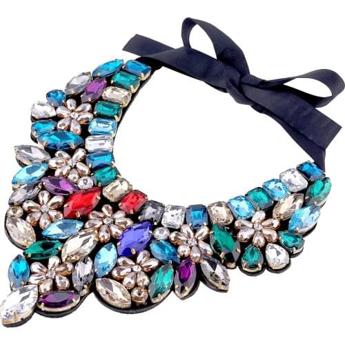 Unique Design Variety Shapes Crystal Stones Beaded Necklace Pendant Jewelry Crystals Chunky Statement Trendy Necklaces