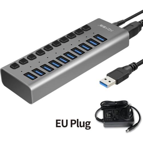 USB Hub Charger 10 Ports USB 3.0 / USB Hub10 Ports Multi Splitter 12V/4A Charger EU/US Power Adapter for Macbook Pro PC