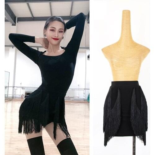 Latin Dance Skirt For Training Women Fringe Skirt Rumba Practice Costumes Samba Performance Outfit Tango Tassel Skirt DQL2826
