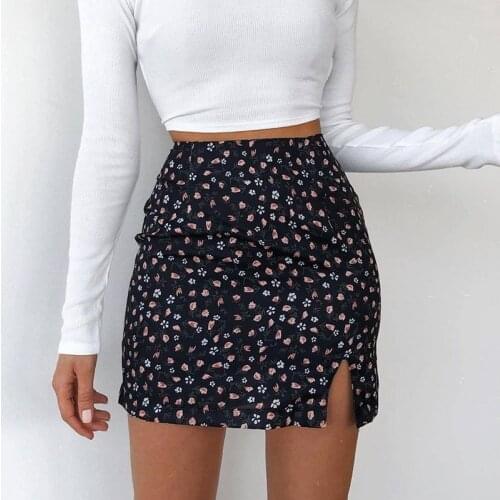 Rapwriter Butterfly Print Side Split Skirts Womens High Waist Mini Skirts Summer Skirts White Saias Faldas Vintage Woman Cloth