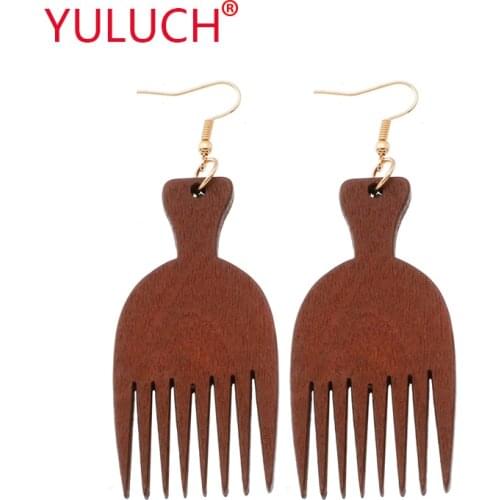 YULUCH Ethnic Design Wooden Comb Pendant Earrings for African Fashion Women Jewelry Earrings Wedding Gifts