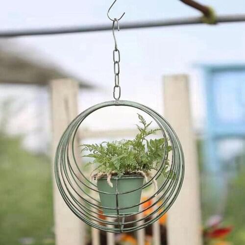 Green distressed handicraft metal garden hanging planter
