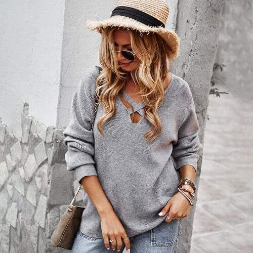 Ladies Clothes New Fashion Casual Knitting T-Shirt Women Solid Color V Neck Long Sleeve Leisure Commute Autumn Tops Outer Wear