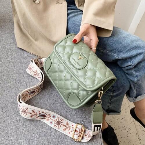 Diamond pattern women Messenger Bag Printed wide strap Ladies Shoulder Bag brand design Female Small Sling bags wallet handbag