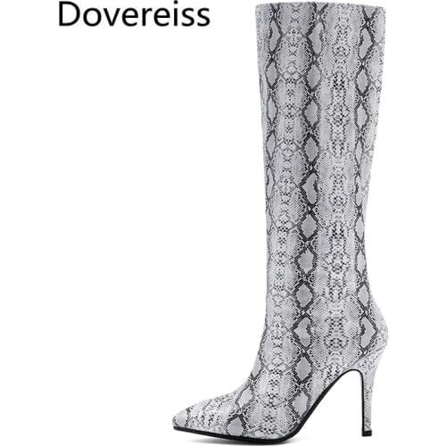 Winter for woman New fashion Pointed toe shoes Clear heels boots Orange Snakeskin Stilettos heels Knee high boots 34-48