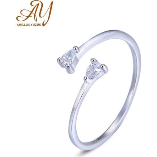 Women Crystal 925 Sterling Silver Rings For Wedding Engagement Stackable Match Ring Jewelry Accessory Fine Rhinestone