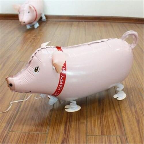 1pc Cute Little Pink Walking Pig Balloon Kids Toy Pet Balloons Childrens Day Decoration Ballons 59*30cm
