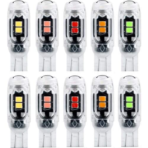 100X T10 W5W LED Bulbs 3030 5SMD Auto License Plate Light 7 Colors Instrument Lamp Turn Side Bulbs Car Interior Lights White 12V