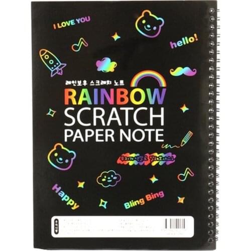 19x26cm Large Color Rainbow Scratch Art Paper Note Book Fully Black Diy Drawing Toys Coloring Painting Kids Doodle Gift