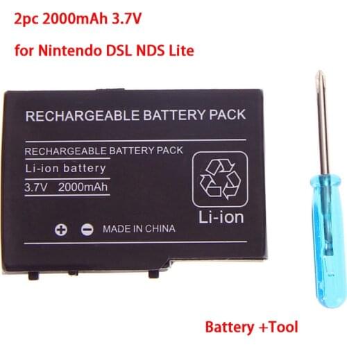 2pc 2000mAh 3.7V Rechargeable Lithium-ion Battery + Tool Pack Kit for Nintendo dsi Battery DSL NDSL Wholesale/Dropshopping