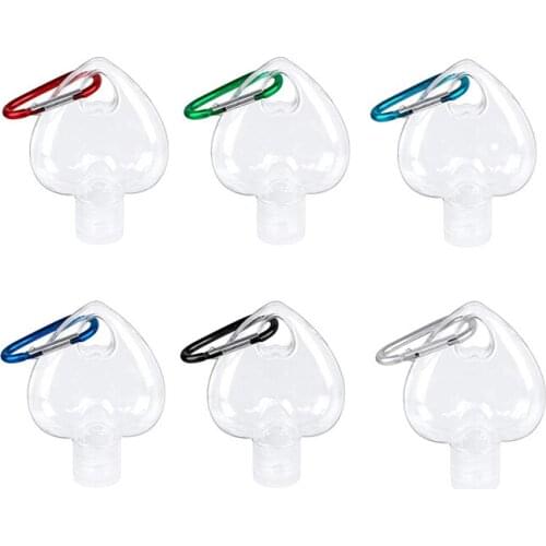 20pcs 50ml Empty Hand Sanitizer Bottles Heart-Shaped Leakproof Travelling Bottle With Keychain For Alcohol Toiletries Liquid