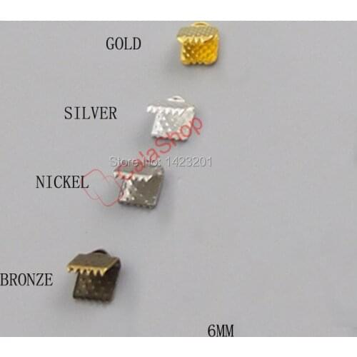 200 pcs / Lot 6mm Ribbon Pock Clamps Ribbon Crimp Ends and Cord Clamps Ribbon Crimp Ends