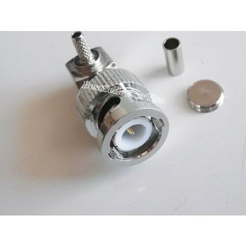 5Pcs BNC male Plug right angle 90 Degree crimp For RG174 LMR100 RG316 Cable RF connector
