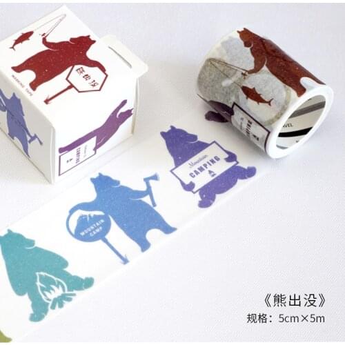 50mm Vintage Boonie Bears Cartoon figure Travel Diary decoration washi tape DIY planner Diary scrapbooking masking tape Escolar