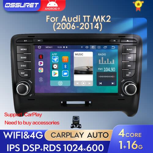 7 Inch Android 10 CAR GPS for Audi TT MK2 2006-2014 Dvd Player Radio Stereo Multimedia Auto Navigation Support DAB OBD BT