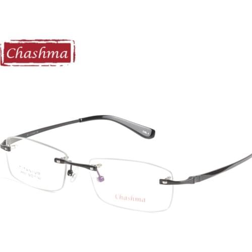 Chashma Brand Pure Titanium Frameless Mens Frame Degree Eyeglasses Glasses Frame Glasses with Transparent Glasses for Men