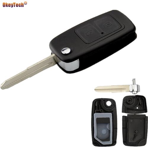Okeytech Remote Flip Folding Car Key Shell Case Fob For CHERY A5 FULWIN TIGGO E5/A1 2 Button Key Cover Replacement Uncut Blade