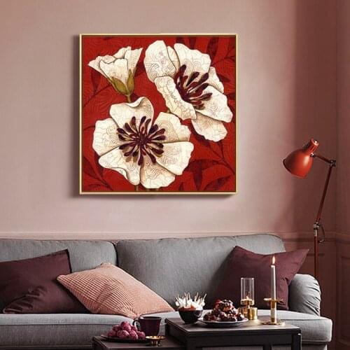 EECAMAIL 5D DIY Diamond Painting Full Diamond Embroidered American Retro Flower Abstract Home Decoration Painting No Frame