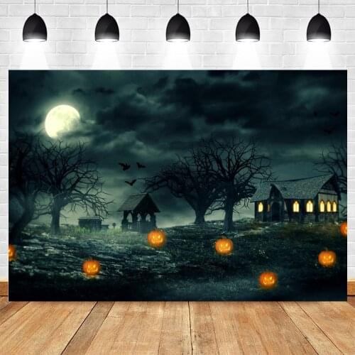 Yeele Halloween Backdrop Night Clouds Bat Pumpkin Lantern Background Newborn Baby Party Photography For Photo Studio Photophone
