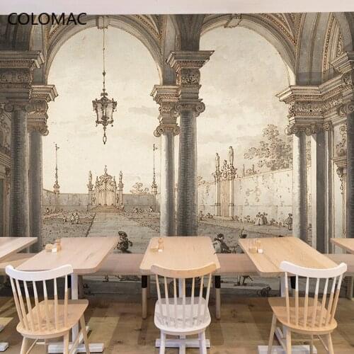 Colomac Custom European Style Retro British Palace Architectural Wallpaper Living Room Background Mural Room Decor Drop Shopping