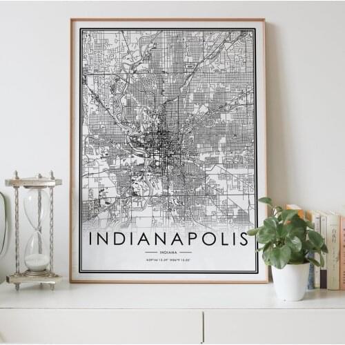 INDIANAPOLIS Indiana IN USA city map Nordic Living Room Decoration Canvas Poster Modern Home Decor Art Print Painting
