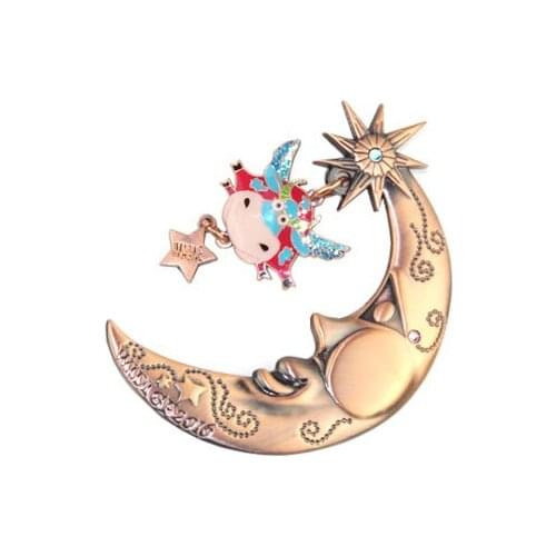Custom unique design cheap badge cute electroplated moon badge k200312